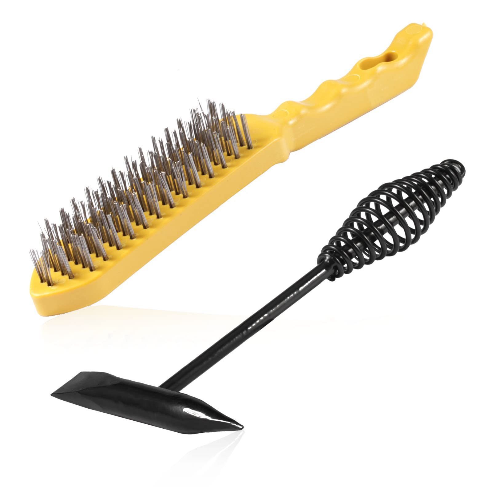 Style:500g LEONTOOL 10インチ溶接チッピングハンマーとカーブしたウッドハンドル付きワイヤーブラシ溶接ハンマースラグ除去ツールコイルスプリングハンドル付きスクラッチワイヤーブラシスラグ除去ツールクリーニング用スラグ除去
