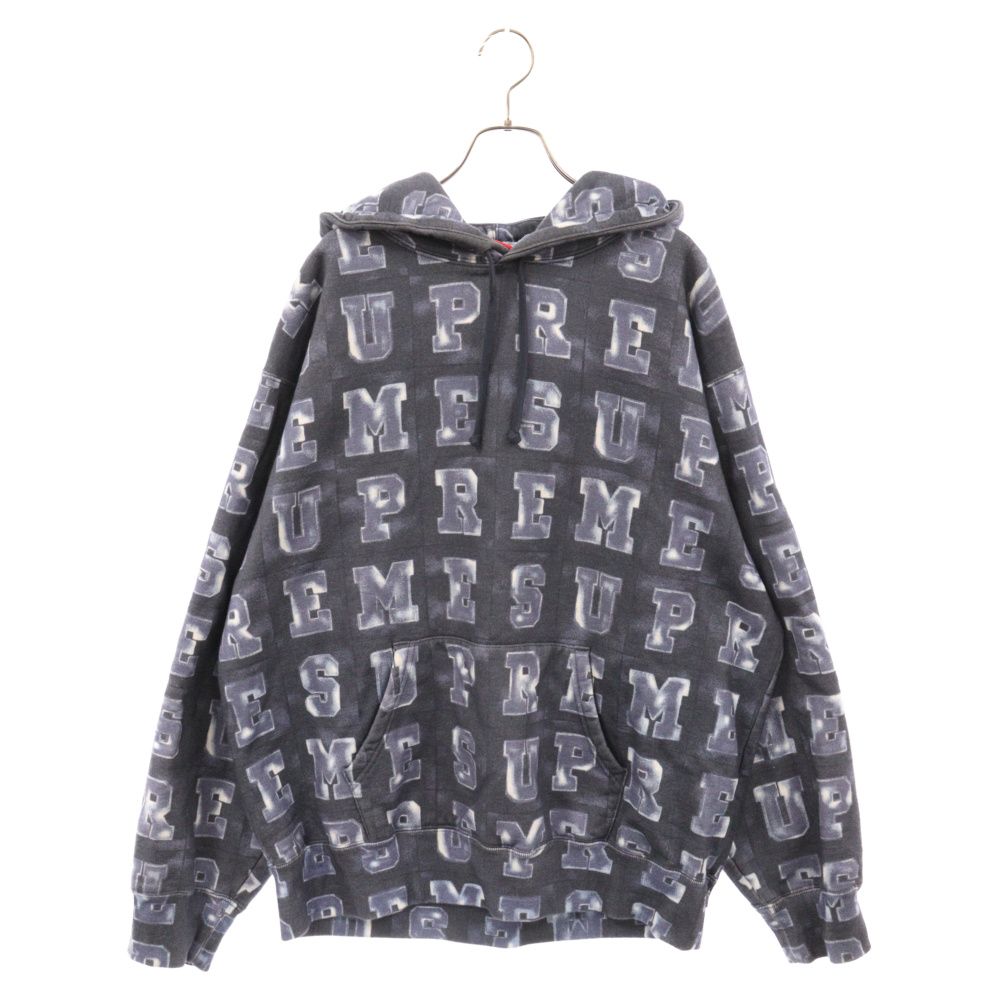 SUPREME (シュプリーム) 20AW Blocks Hooded Sweatshirt ブロックロゴプリント 総柄 プルオーバー フーディ  スウェット パーカー ネイビー - メルカリ