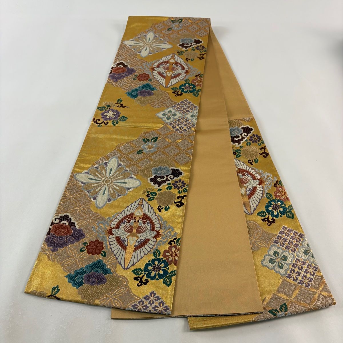 名古屋帯　菱取り　花菱　菊花　着物　093w p 58deed150d0609465be97dc6754a36