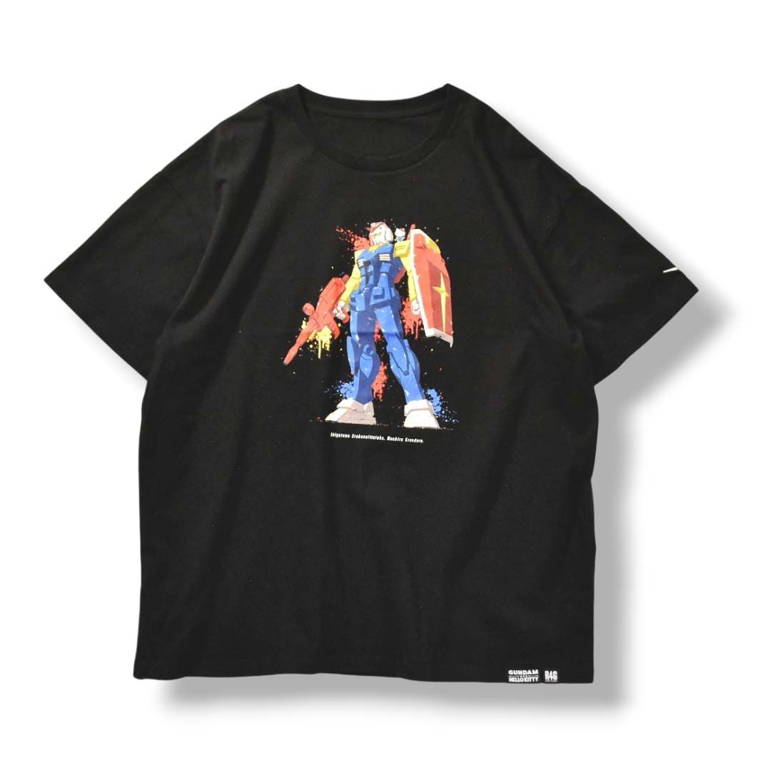 【激レア】ガンダム×ハローキティ　コラボ　Tシャツ　サイズL ブラック 激レア】ガンダム×ハローキティ コラボ Tシャツ サイズL ブラック