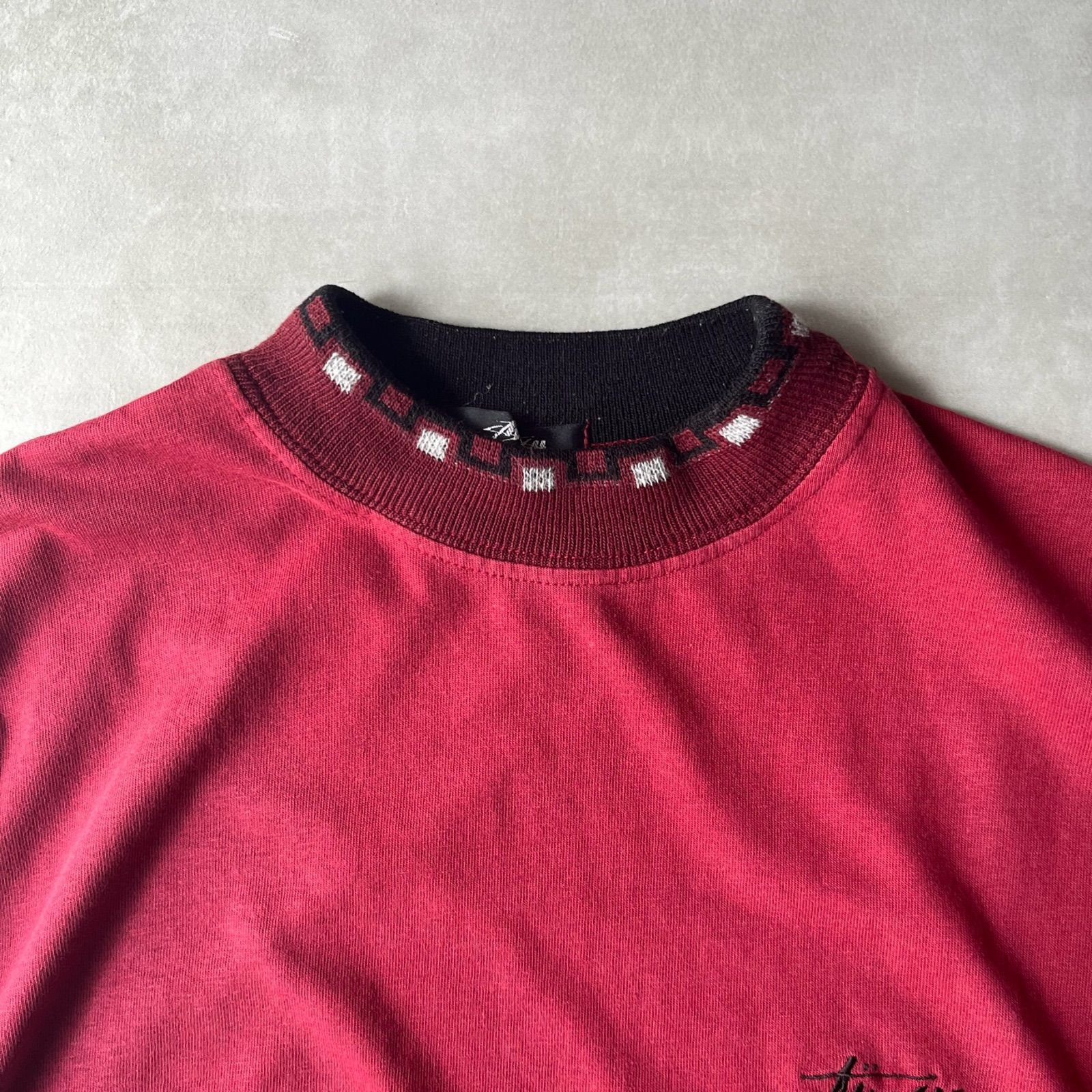 80s old stussy mock neck Tee ステューシー 黒タグ モックネック 初期 
