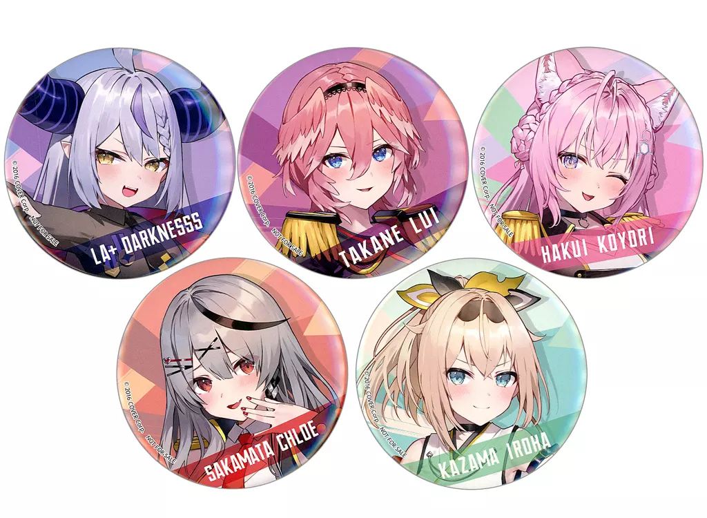 鷹嶺ルイ＆博衣こより＆沙花叉クロヱ＆ラプラス・ダークネス＆風真いろは 缶バッジ 中古】バッジ・ピンズ 鷹嶺ルイ＆博衣こより＆沙花叉クロヱ