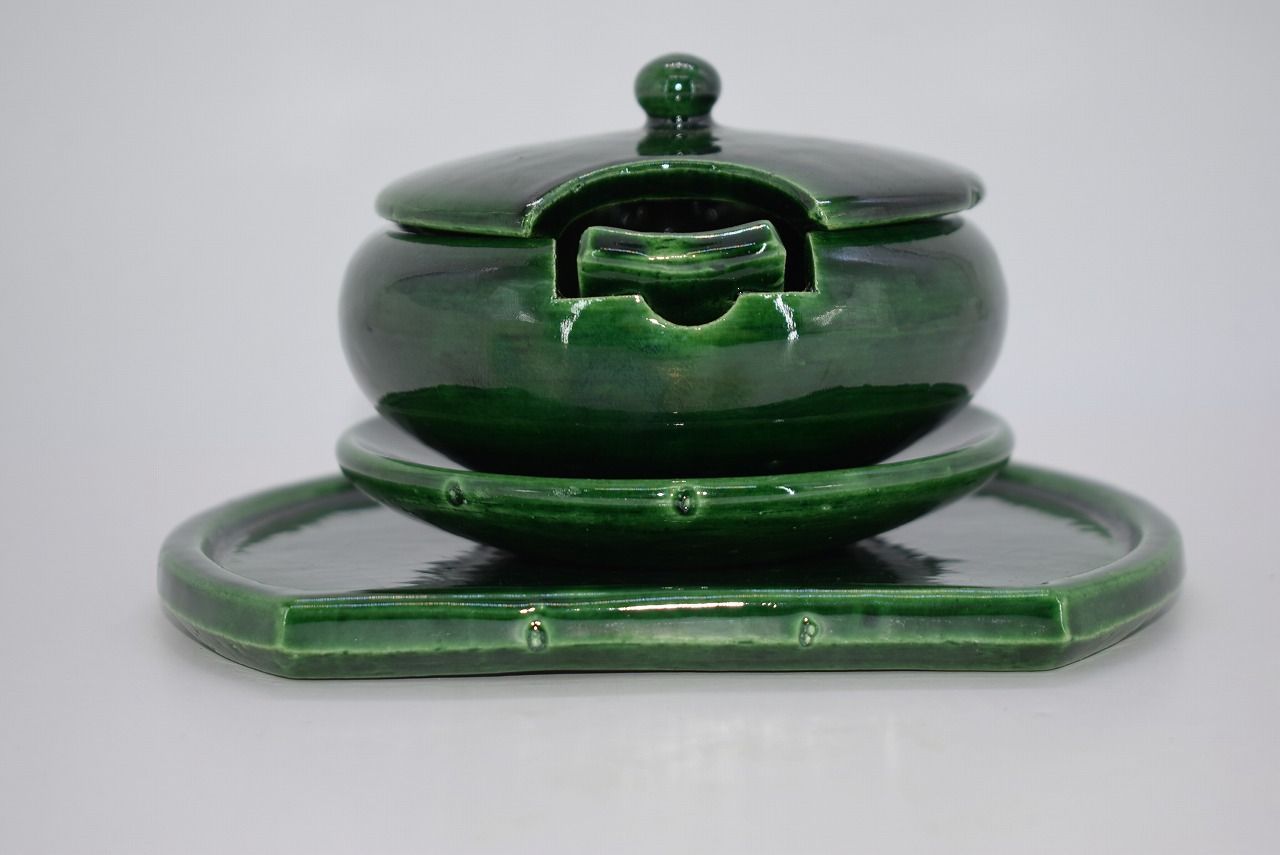 茶道具 茶事 懐石 青楽 すずめ瓦 和楽 作 2 茶道 29-9202