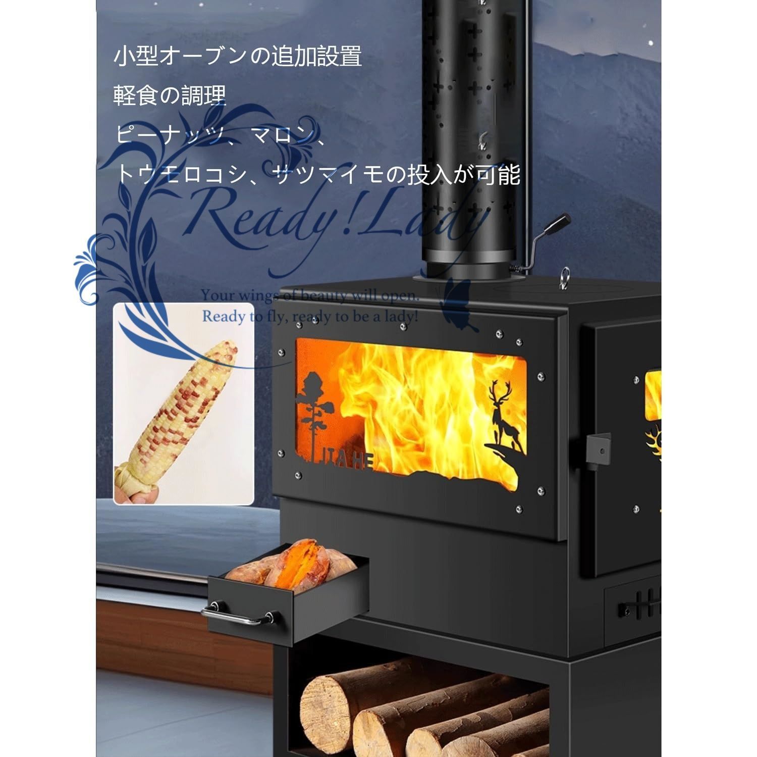 薪ストーブ 大型 暖房ヒーター 無煙デザイン 高耐熱ガラス窓 急速暖房 広いリビング|寝室対応 効率的省エネ設計 冬季暖房器具 43*39*26cm WWW_OLIVIERBERNSTEIN_COM