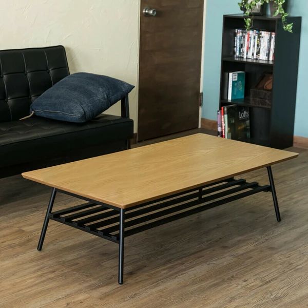 120×60cm おしゃれ 大きめ 棚付き折れ脚テーブル 来客用