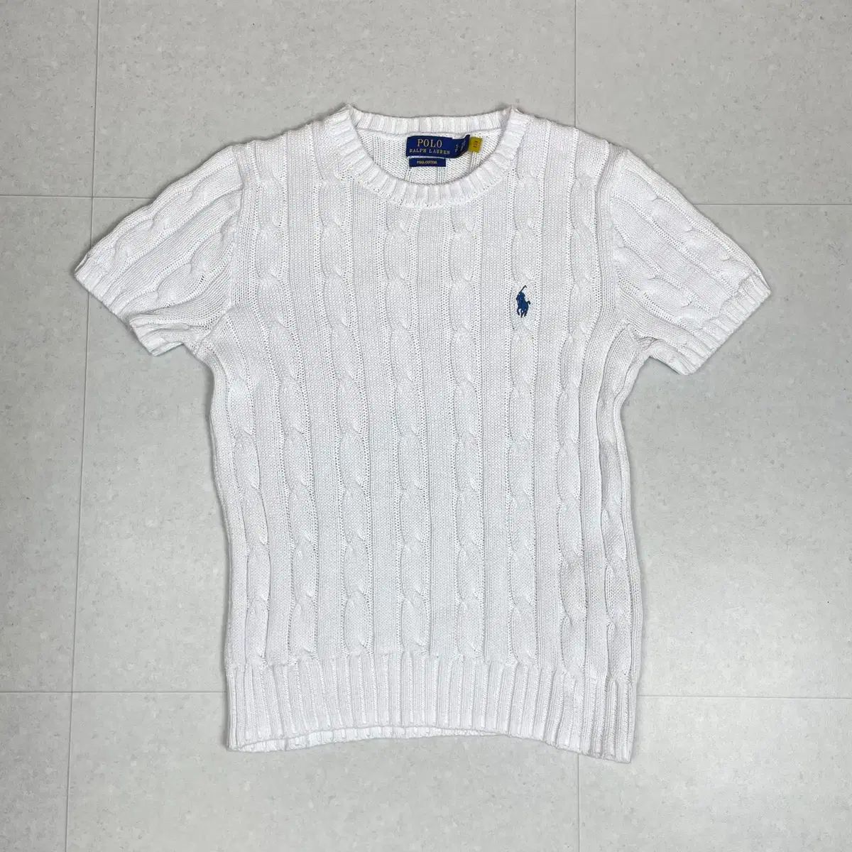 Polo Ralph Laurenラルフローレン　ケーブルニット　半袖S 白 ポロ Ralph Lauren(ラルフローレン) 白 ケーブル編み 半袖