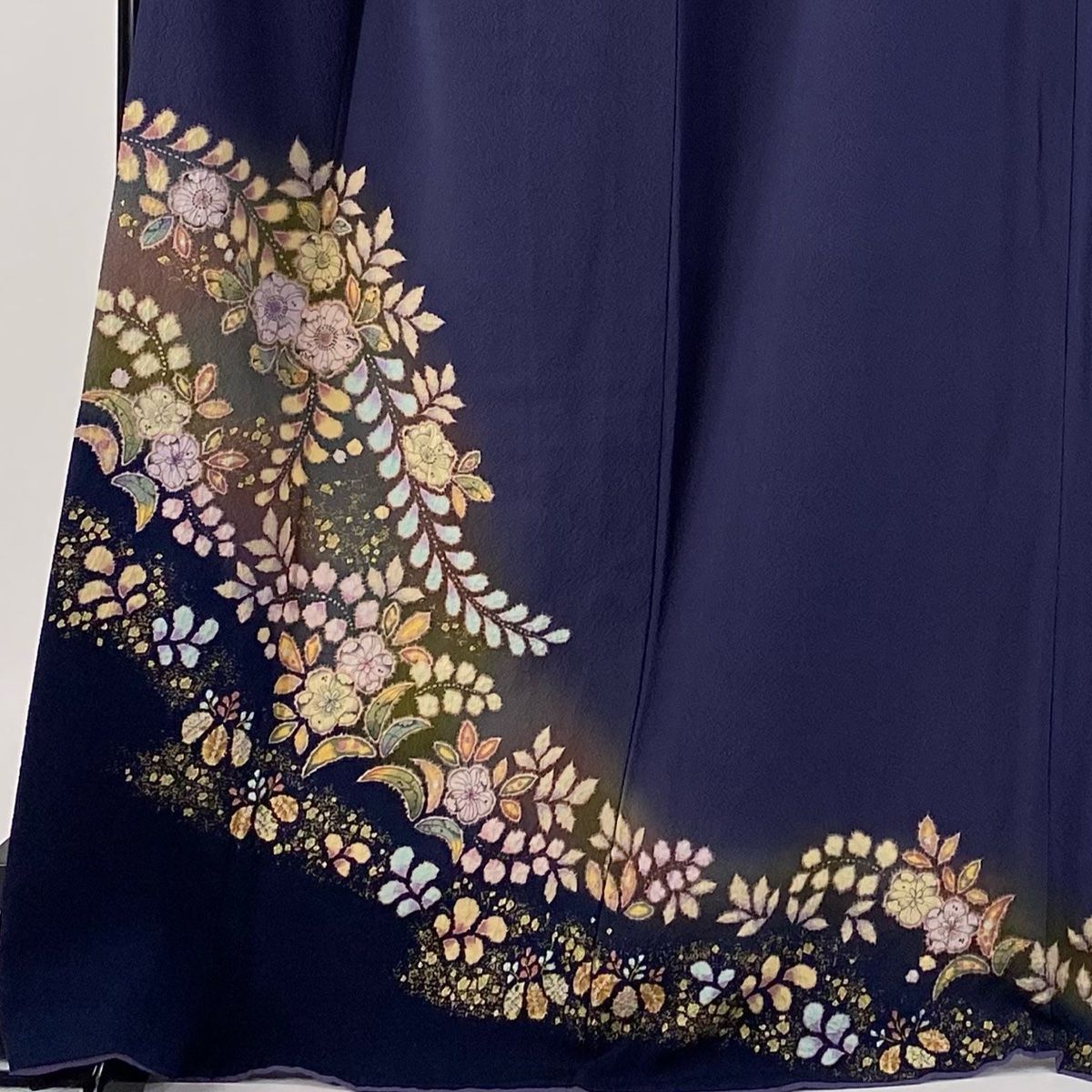 平和屋本店□極上 本加賀友禅作家 鬼島武司 訪問着 カトレア 藍海松