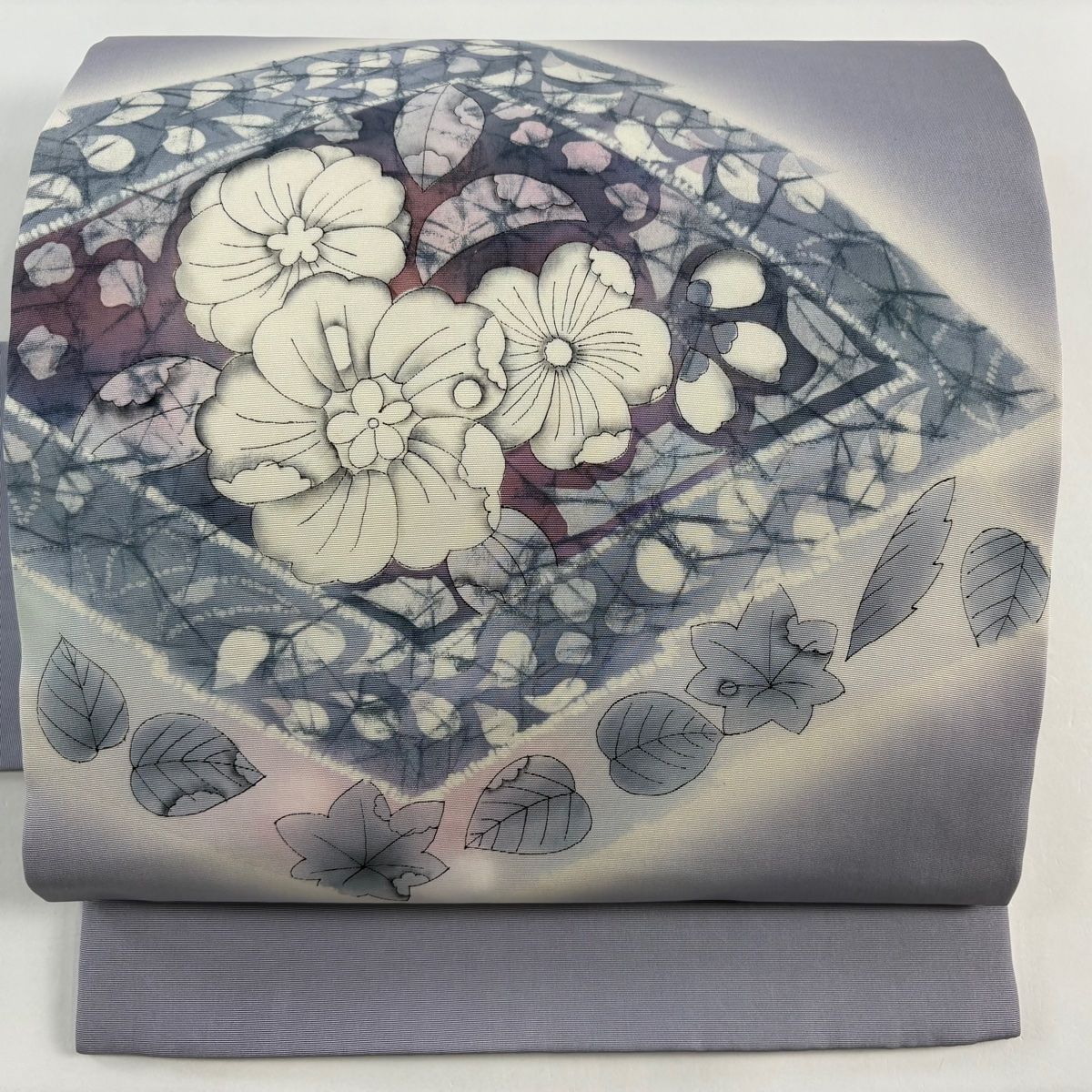 名古屋帯 秀品 辻が花柄 菱 ぼかし 薄紫 正絹