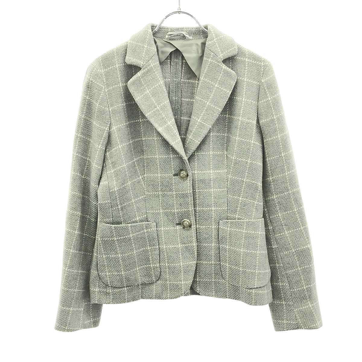MaxMara マックスマーラ カシミヤ混ウーツチェックテーラード