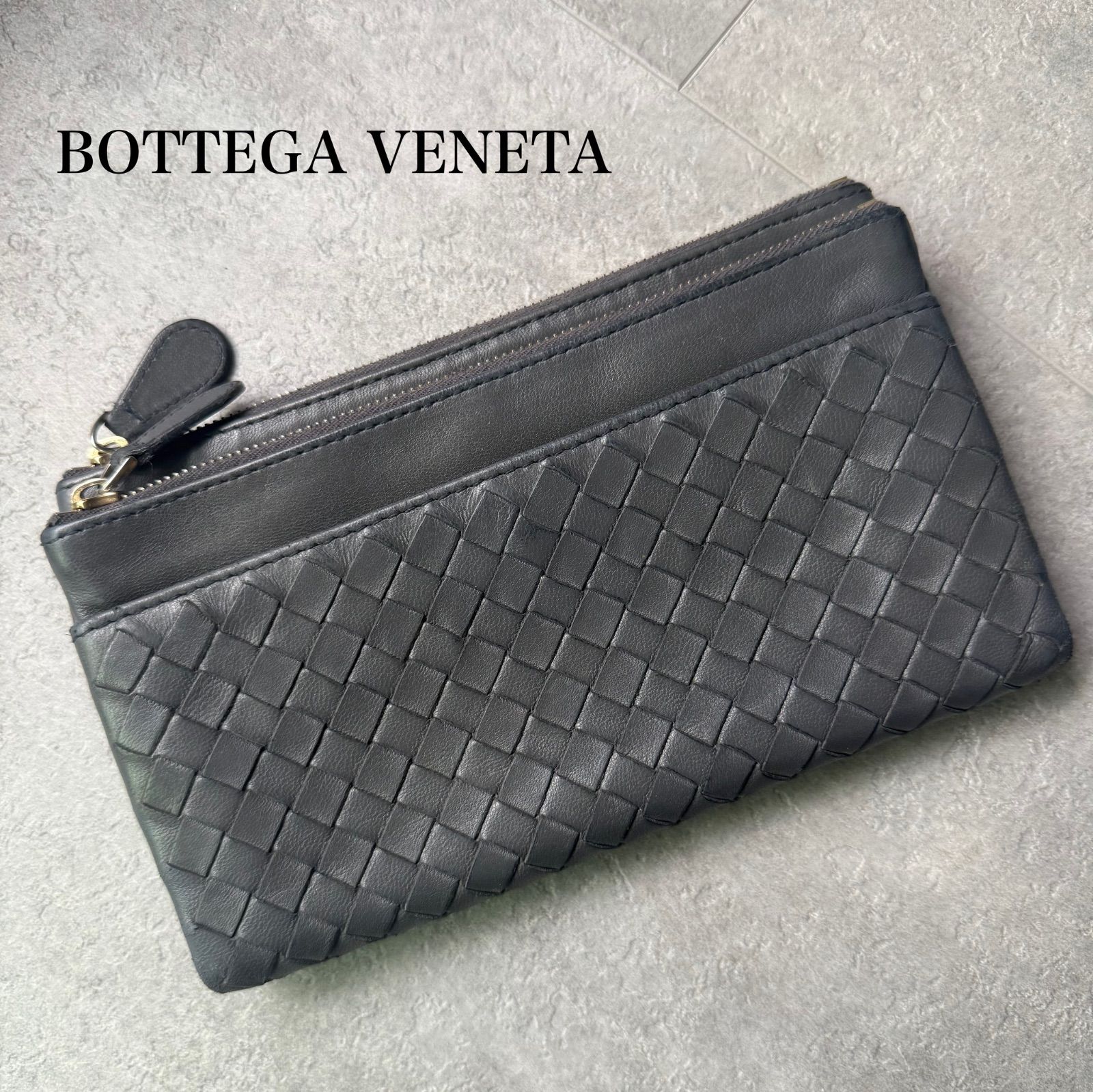 ボッテガ 長財布 イントレチャート レザー ミディアムウォレット BOTTEGA VENETA グレー ラムレザー