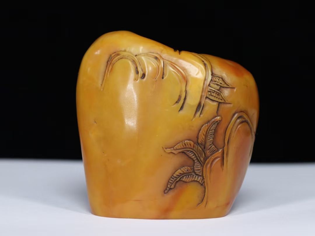 中国古美術.旧蔵. 寿山石彫刻.松下老人紋.随形印鑑置物.骨董品25091311