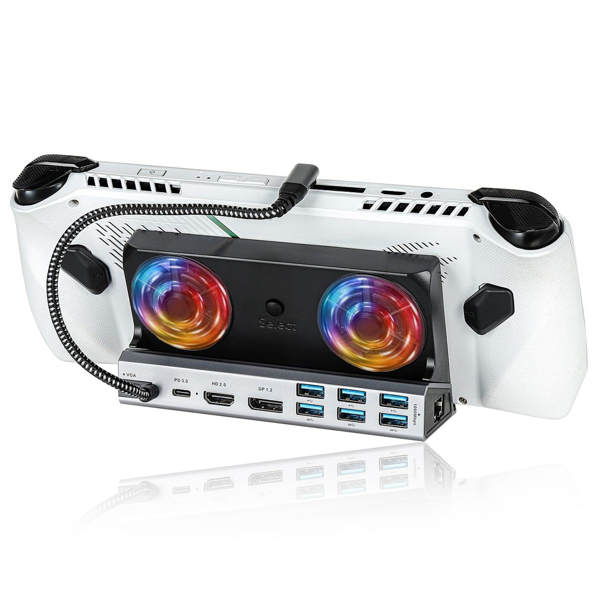 K＆SGAMER 11in1 DOCKING STATION マルチディスプレイ対応 ドッキングステーション 小型 ゲーミングドック 冷却 充電 スタンド 2画面対応 Steam Deck ROG Ally Legion GO MSI Claw AY