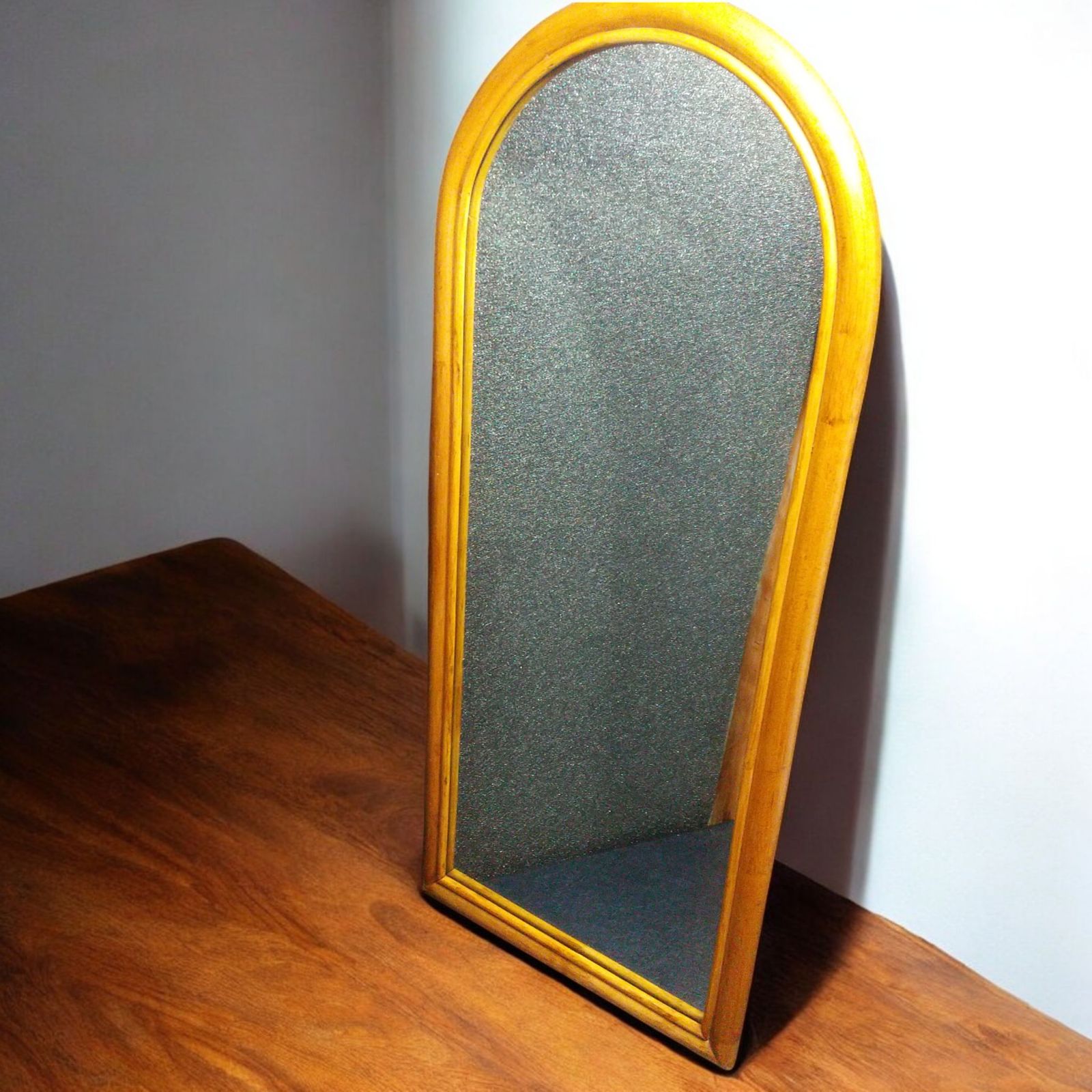 アンティーク ウォールミラー 籐 ラタン 姿見 立て掛け 昭和レトロ 古道具 アンティーク ウォールミラー 籐 ラタン 昭和レトロ 古道具 アーチ