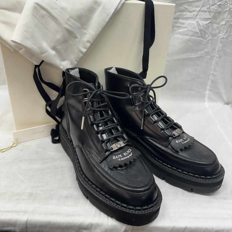 A BATHING APE アベイシングエイプ ブーツ BBK BO FTCBB1M F BAPE BLACK × FOOT THE COACHER レザー ブーツ