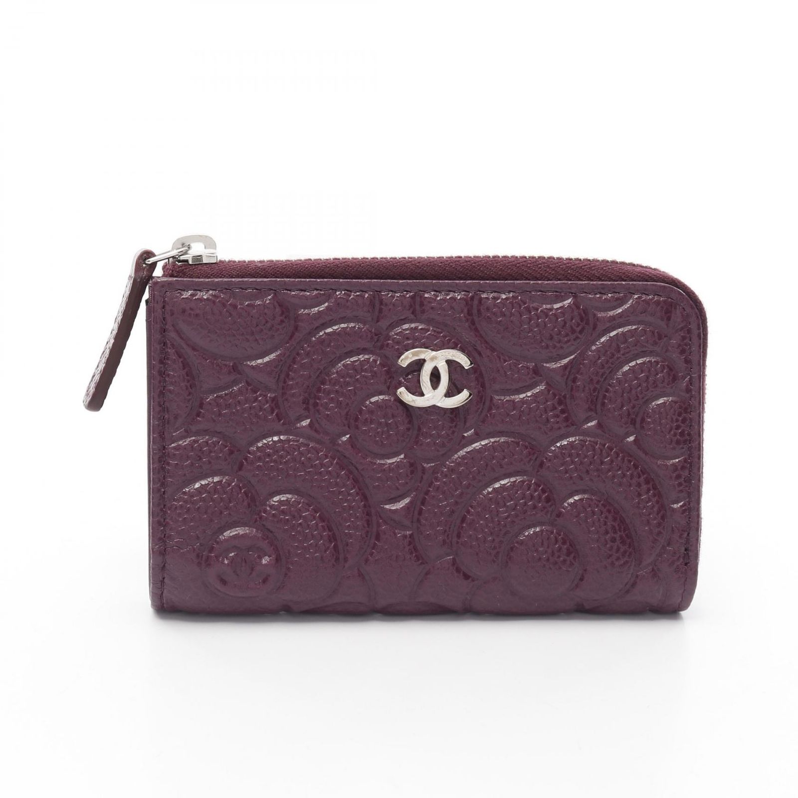 シャネル CHANEL コインケース カメリア A82334 パープル カーフ（牛革
