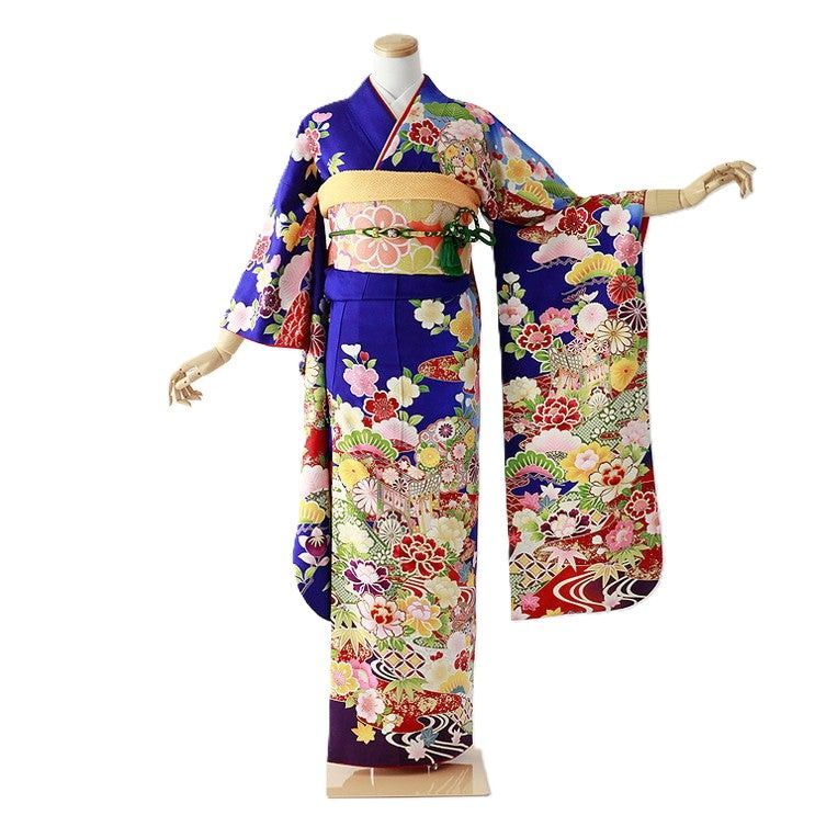 振袖 身長147-162cm 青 bl-039