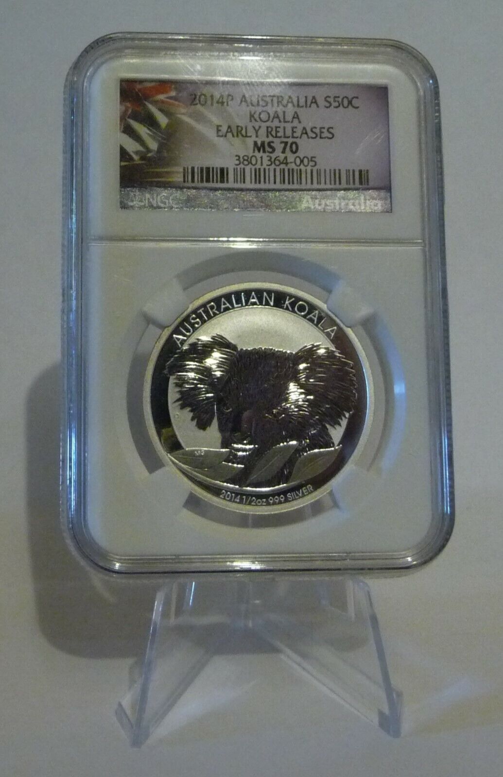 2014-P ATRALIA S50c SILVER KOALA EARLY RELEASES NGC MS70