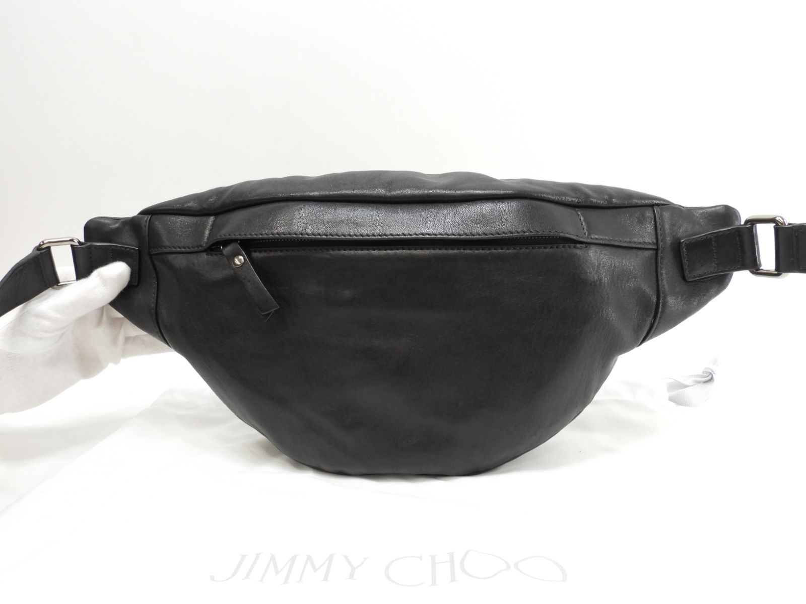 【希少】 ジミーチュウ ボディバッグ デリー derry スタッズ ウエスト 黒 ジミーチュウ デリー スタースタッズ レザー黒 ボディバッグ ウエスト