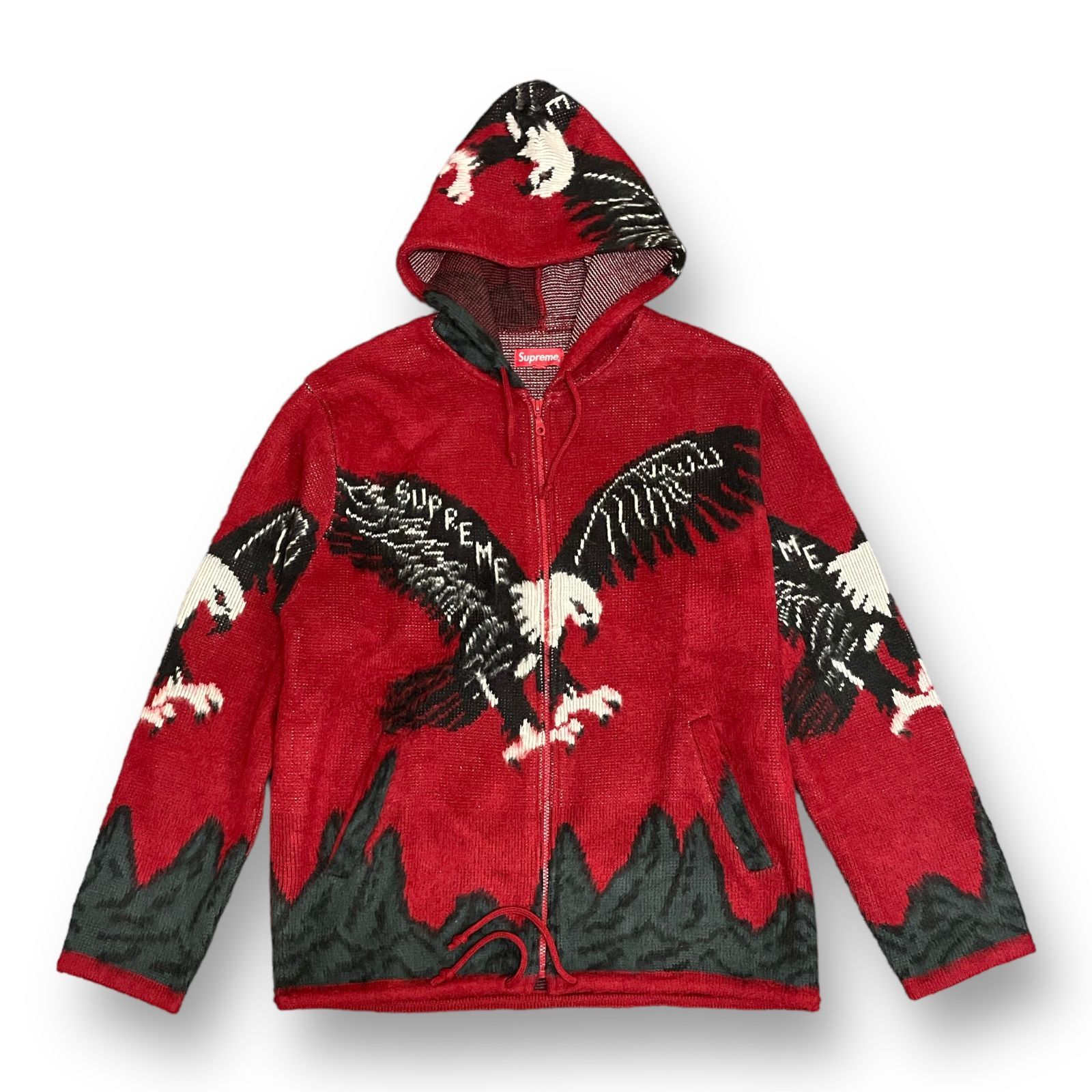 美品 supreme 16AW Eagle Hooded Zip Up Sweater イーグル ニット