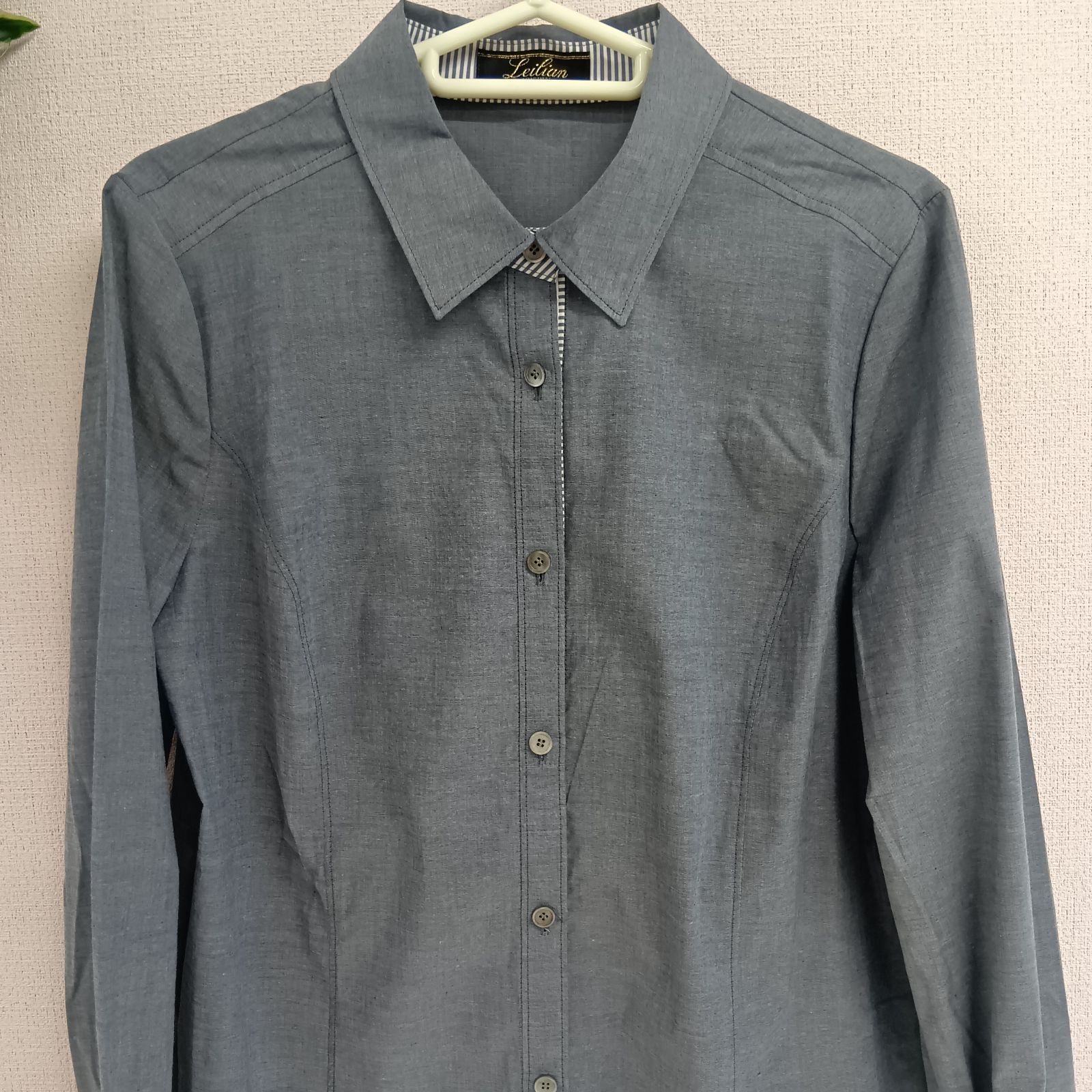 ★新品★タグ付き★レリアン★★シャツ★大きいサイズ★ leilian]レリアン シャツ 長袖 メンズ タグ付き サイズ11号 L ブルー