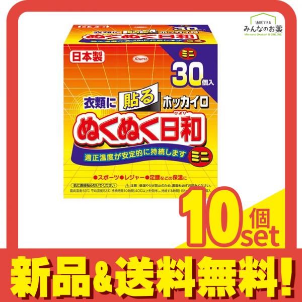 ホッカイロ ぬくぬく日和 貼るタイプ ミニ 30個入 10個セット