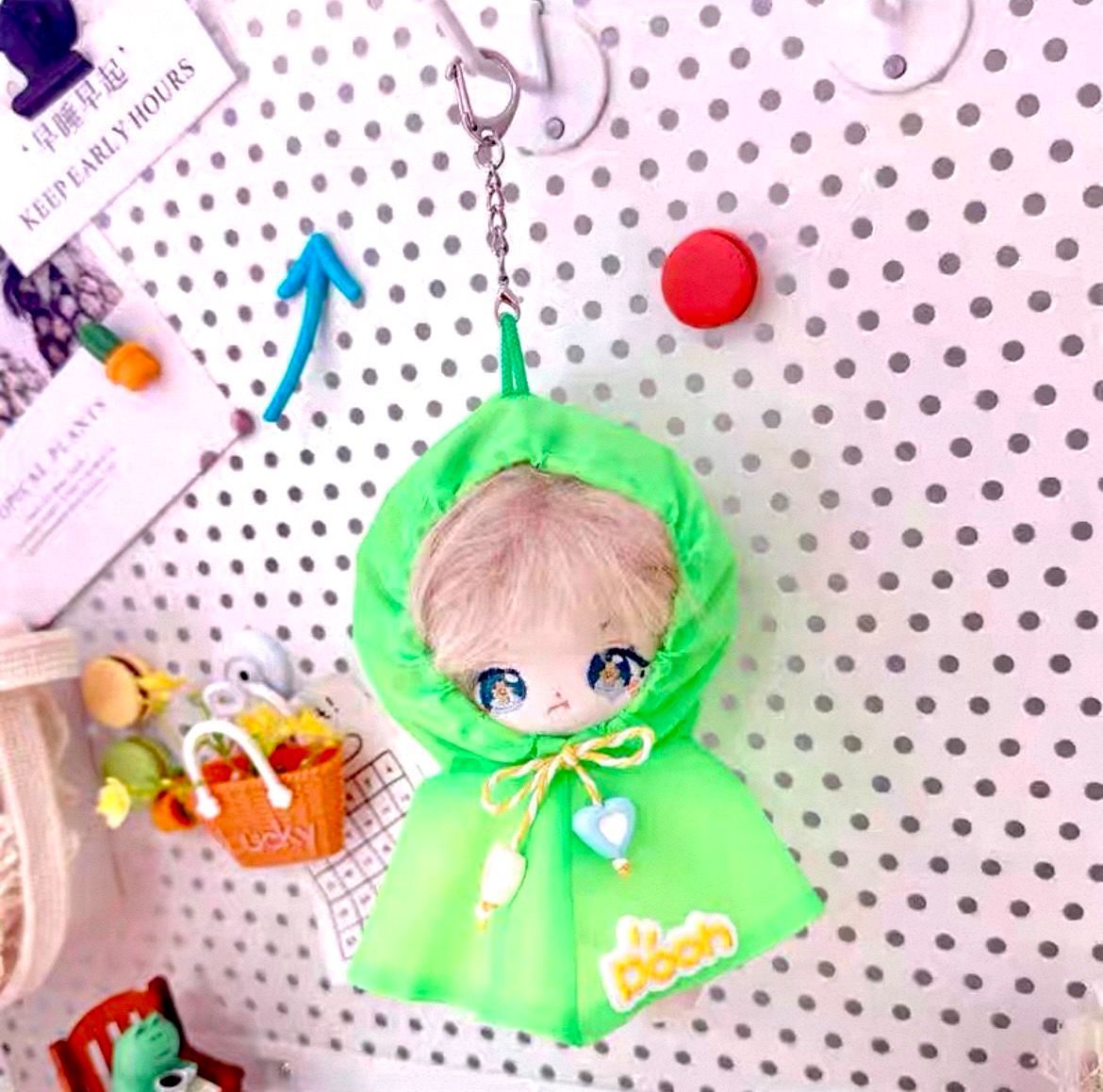 10cm】 ぬい服 かわいい てるてる坊主 ポンチョ グリーン 緑色