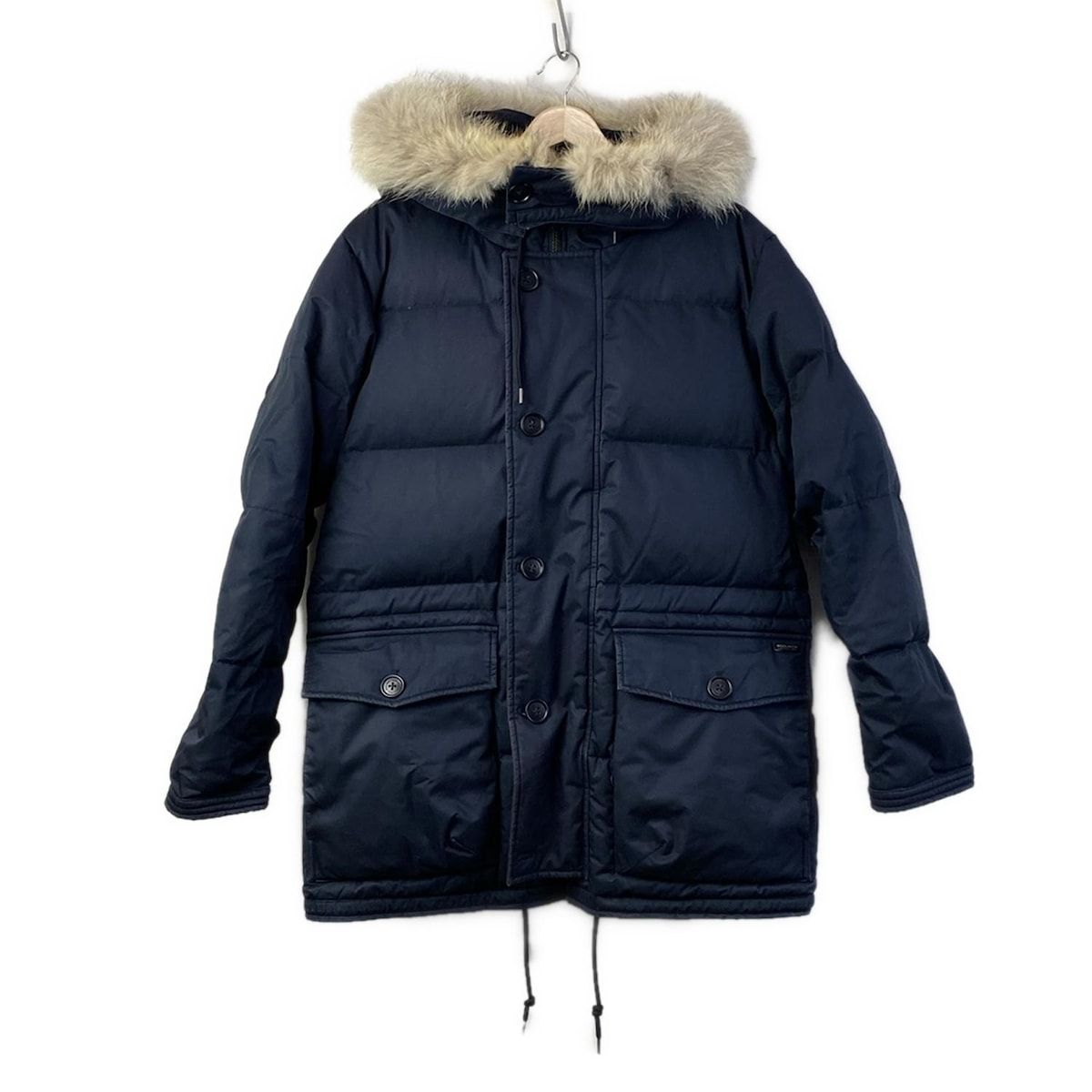 WOOLRICH(ウールリッチ) ダウンコート サイズEU S メンズ - ダークネイビー フード着脱可/ファー
