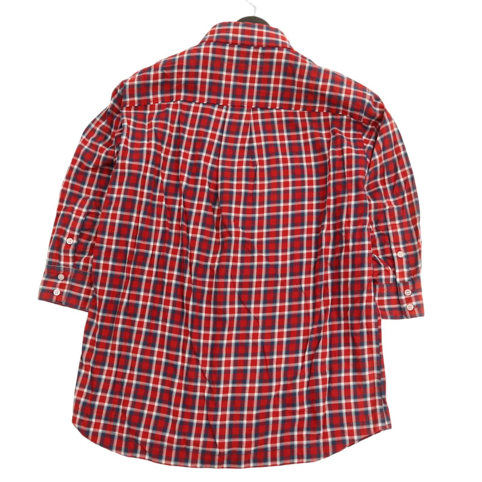 MENs M セイルレーシング ボタンダウン チェック シャツ SAILRACING レッド系 BAL バル 春夏 刺繍☆ 7分袖 ボタンダウン チェック シャツ Sz.M