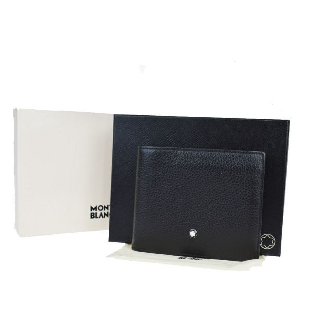 【中古】 モンブラン(Montblanc) レザー 財布（二つ折り） ブラック 07FB450