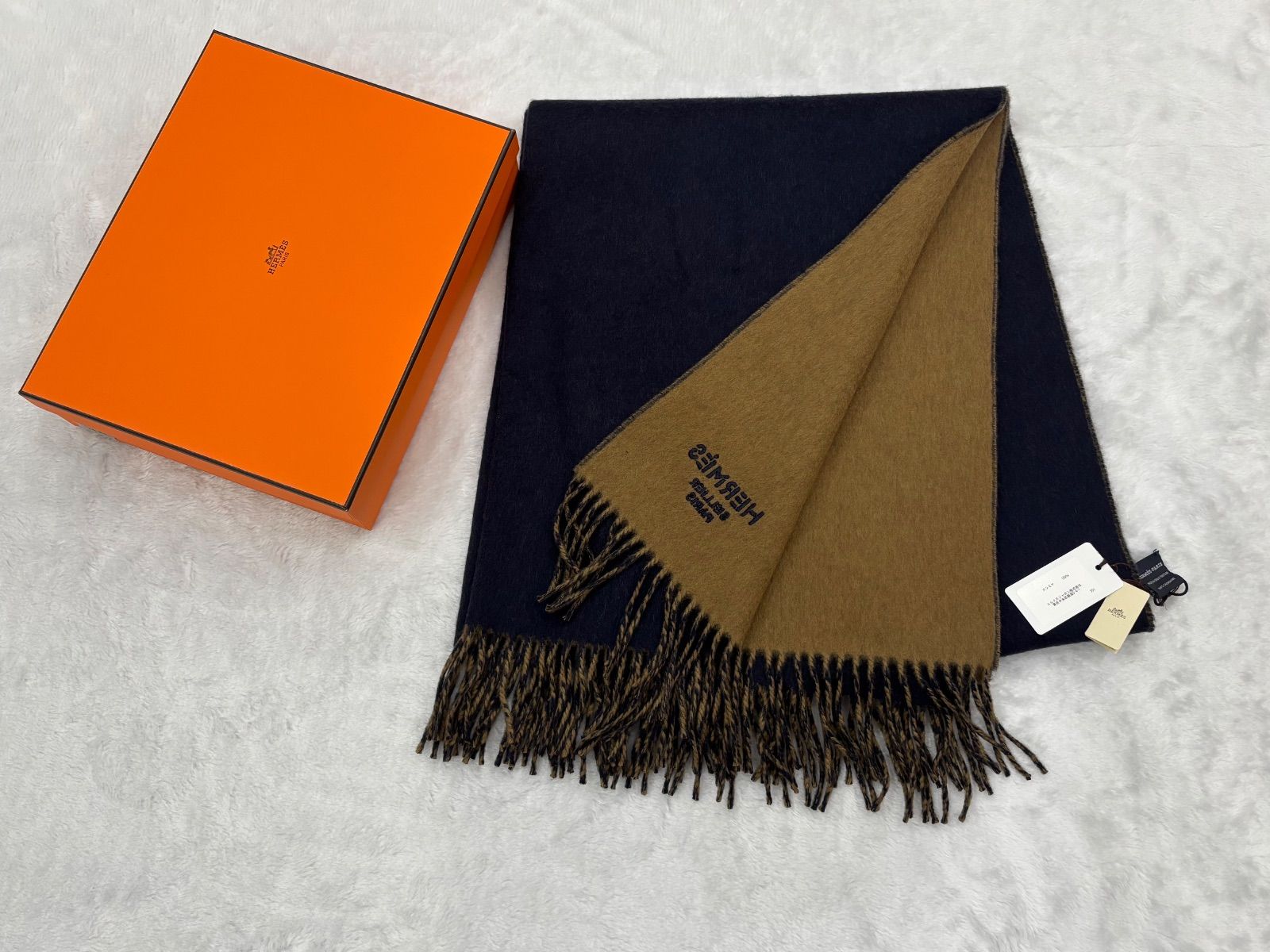 HERMÈS エルメス リバーシブル カシミヤマフラー