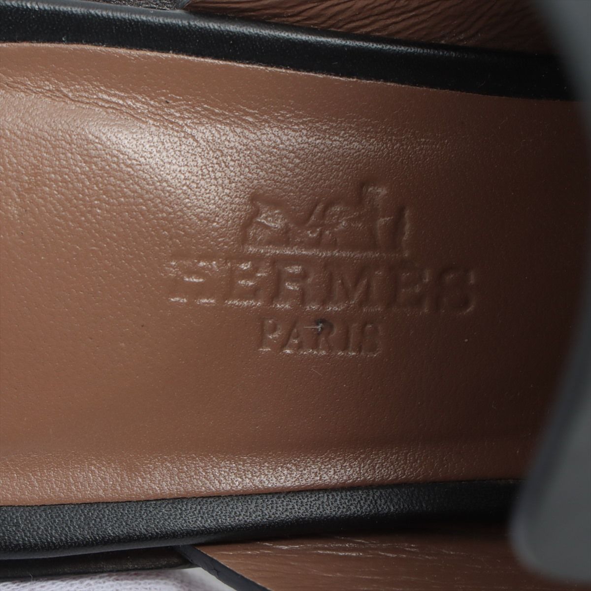 美品 エルメス Hモチーフ オープントゥ レザー サンダル ヒール 人気  