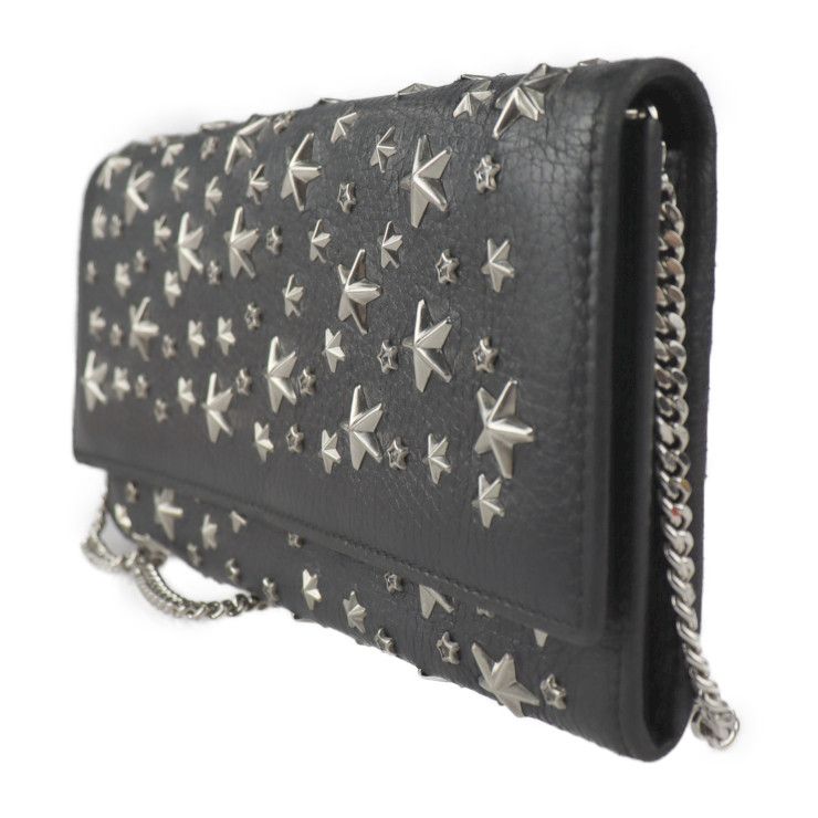 JIMMY CHOO スタースタッズ　クラッチバック　ブラック　レザー JIMMY CHOO ジミーチュウ クラッチバッグ レザー スタッズ