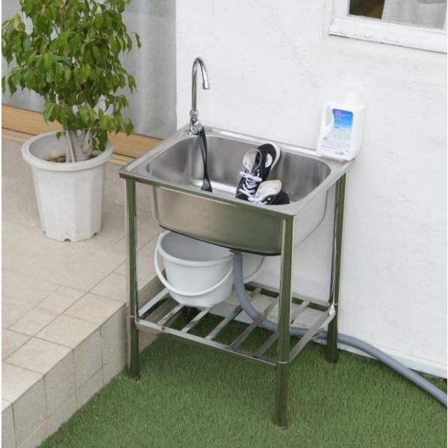 谷村実業 蛇口付き深型ステンレス流し台 TAN-3026 流し台 ステンレス 屋外 ガーデニング