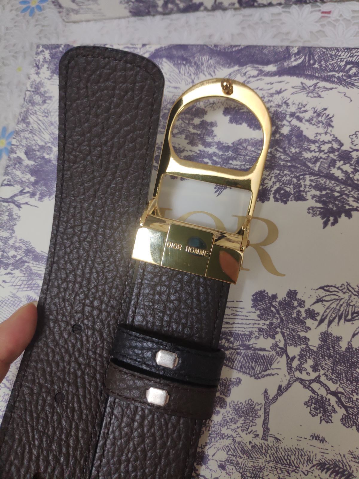 美品 DIOR クリスチャンディオール CD リバーシブル ベルトゴールド DIOR | 30 Montaigne リバーシブルベルト 20mm スムースカーフスキン