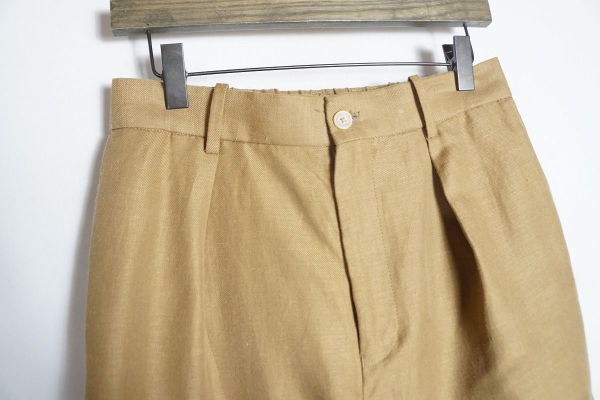 お見逃しなく! 18SS MARKAWARE マーカウェア FROMT PREATS PEGTOP タック スラックス パンツ ペグトップ ウール × ヘンプ A18A-04PT01C サイズ2 茶923P 2 2日間限定