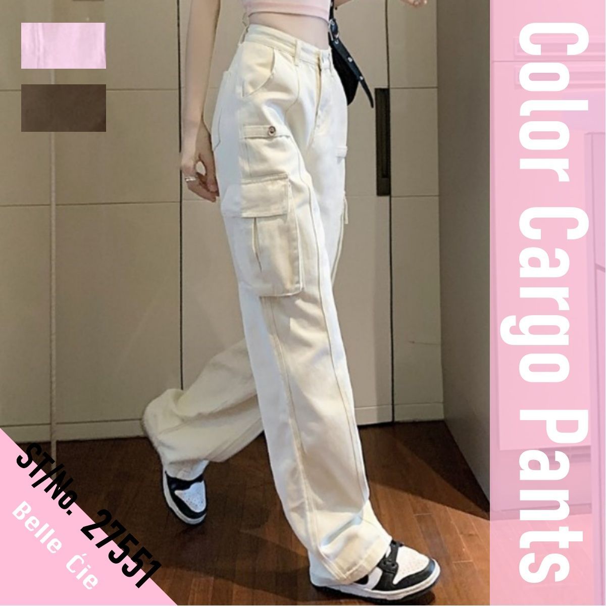 カーゴパンツ レディース カラーパンツ ワイド ロング ゆったり