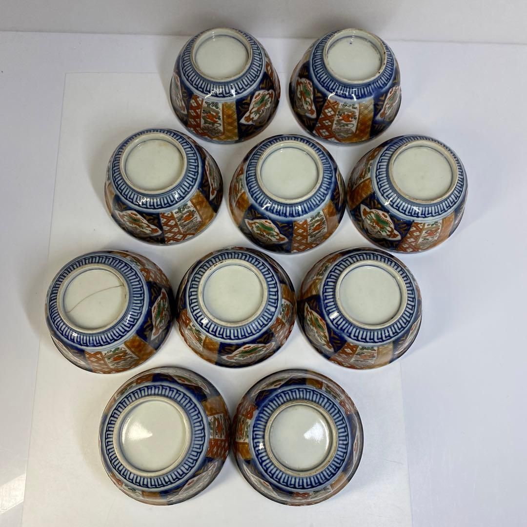 古伊万里 染錦蓋茶碗10客木 身直径11.8㎝ 東Y6-0719 WWW_IBETON_RU