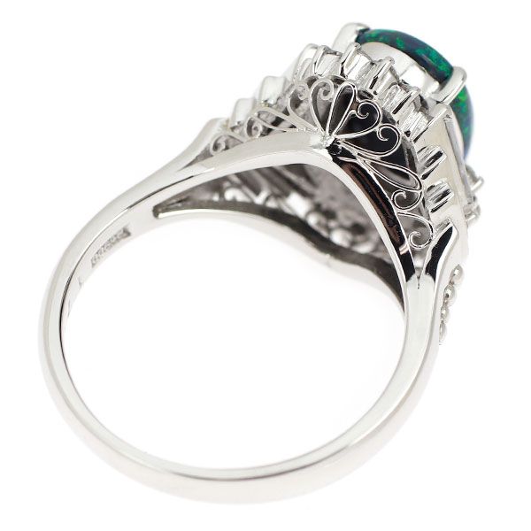 Pt900 ブラックオパール ダイヤモンド リング 1.70ct D0.61ct