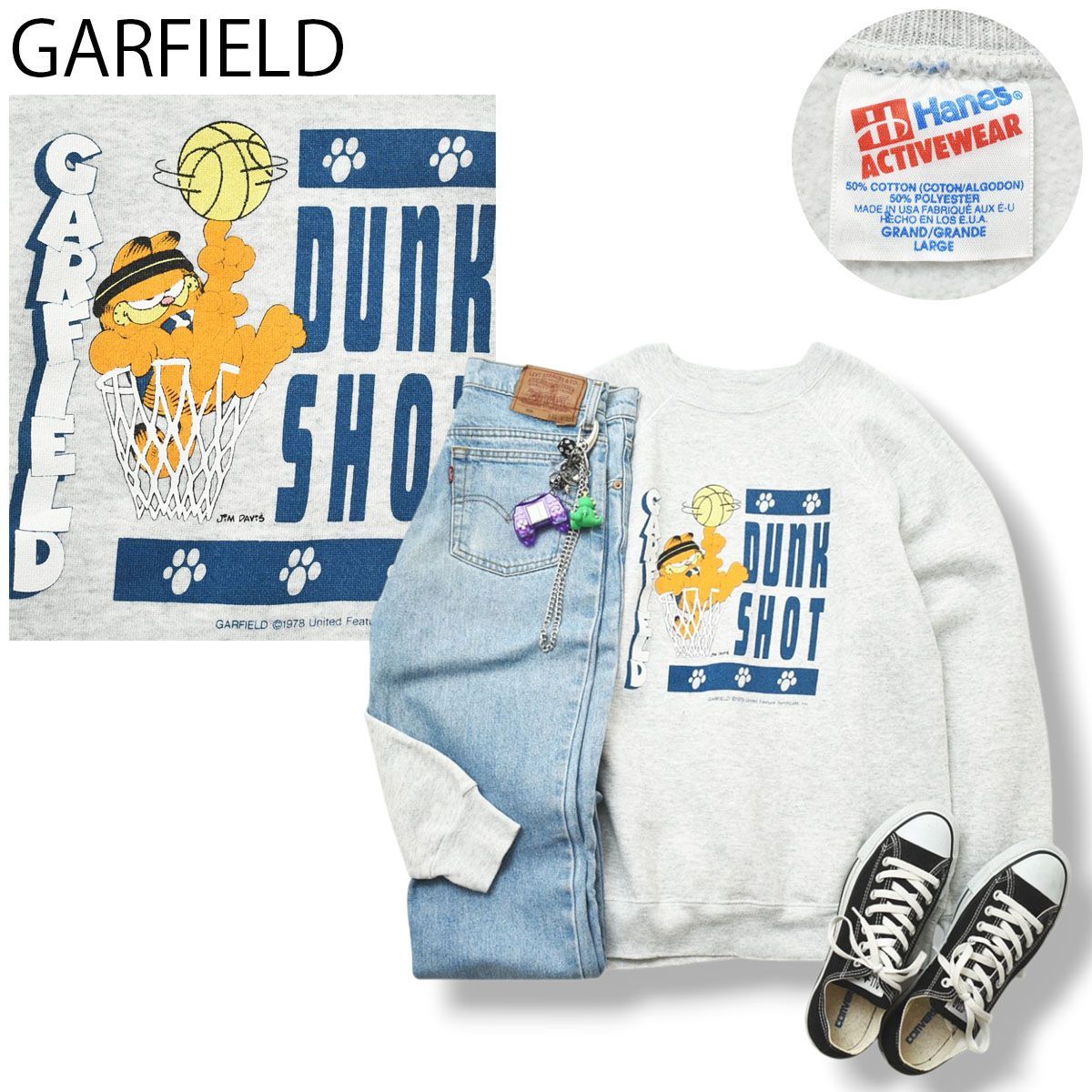 90s ヴィンテージ USA製 ヘインズ HANES ガーフィールド GARFIELD 