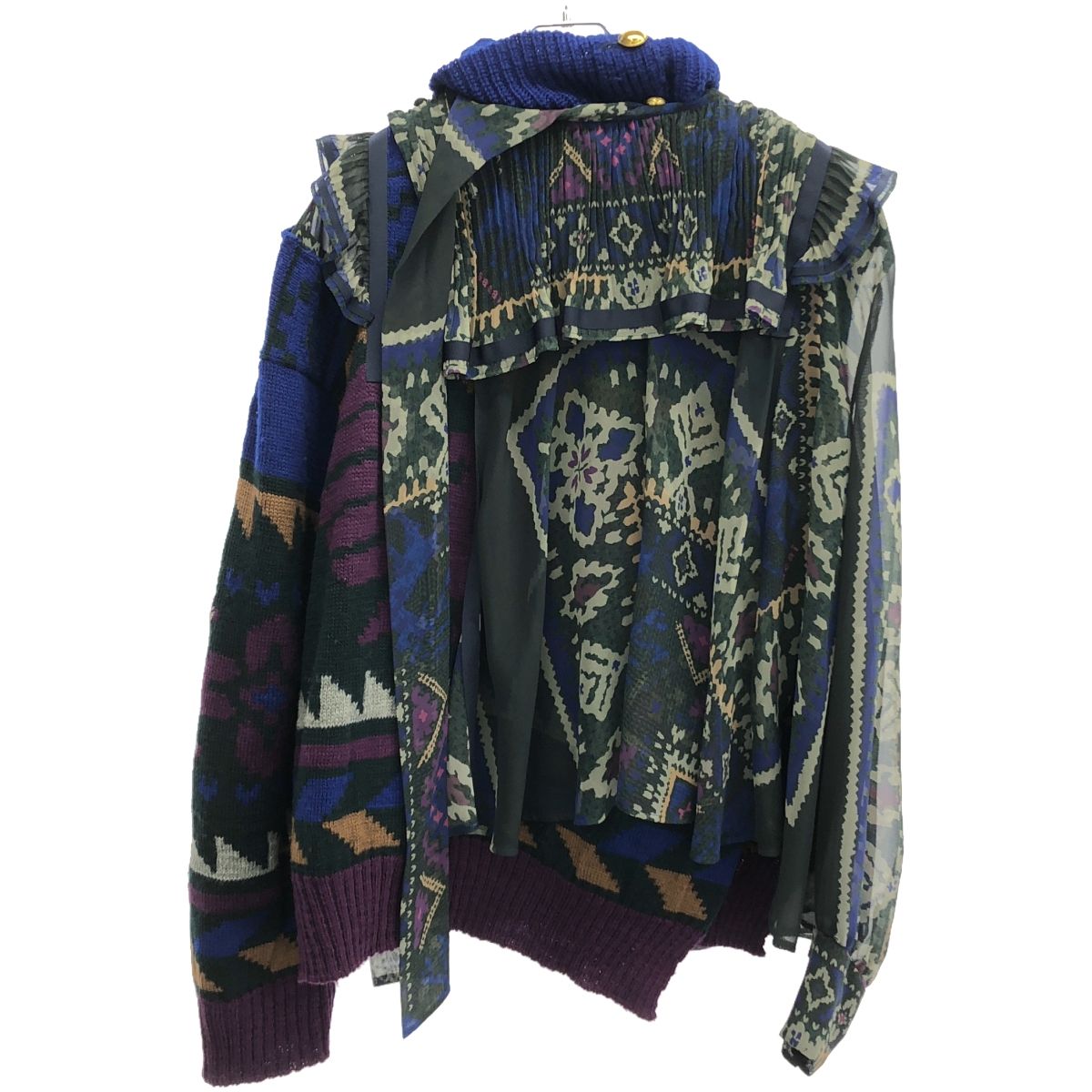 sacai サカイ 18AW シアーブラウスレイヤードハイネックアシンメトリー 