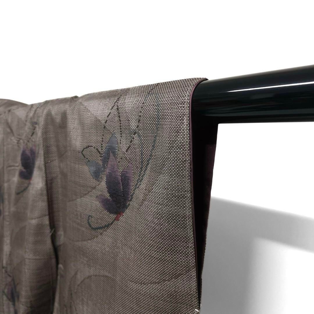 未着用小紋大島紬証紙付き手織り泥染花模様流水着物021a d 