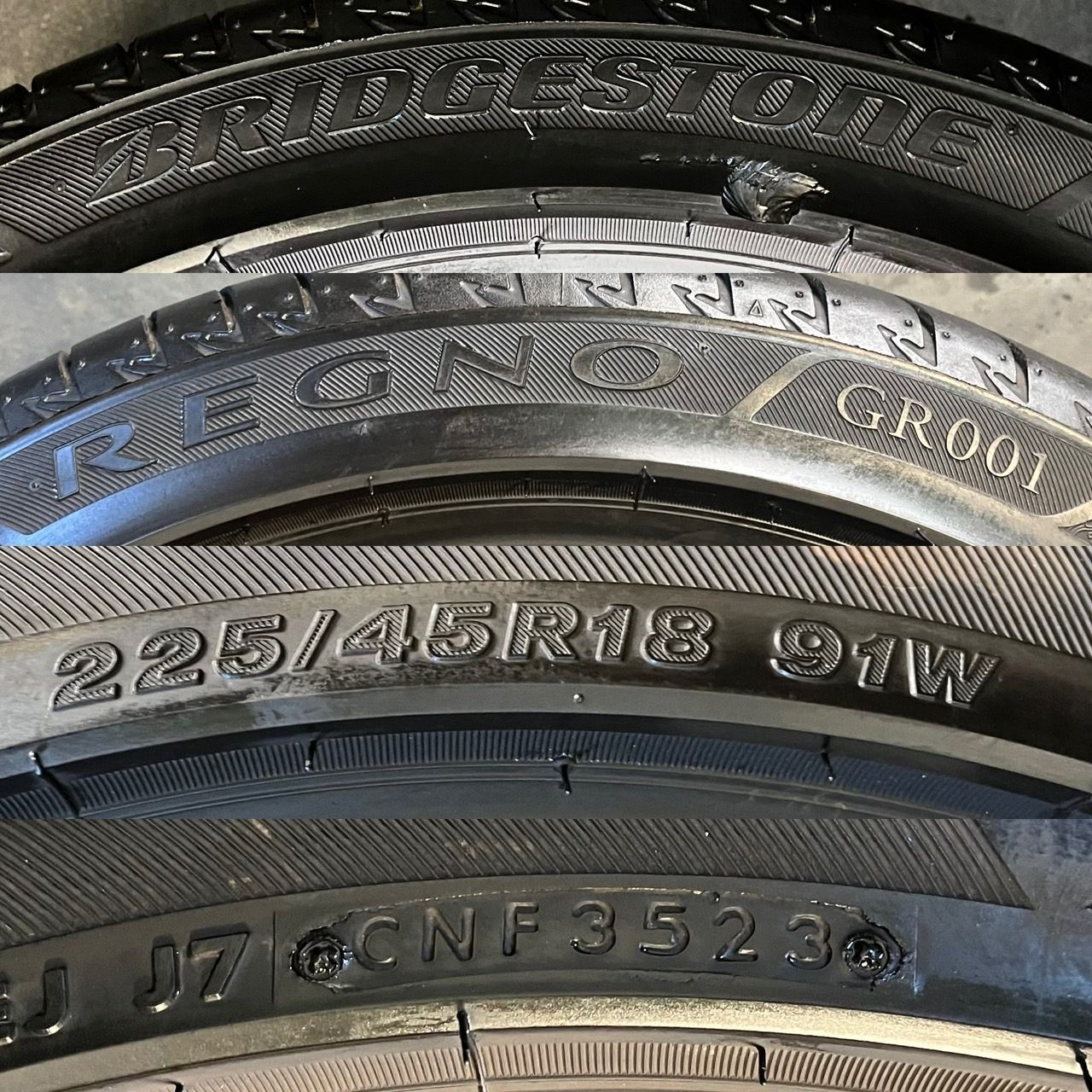 ☆送料込☆7.5分山以上☆ブリヂストン レグノ GR001 225/45R18 ☆送料込☆7.5分山以上☆ブリヂストン レグノ GR001 225/45R18
