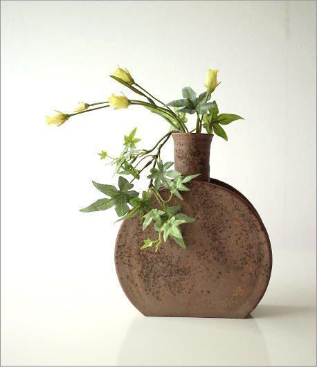花瓶 陶器 花器 一輪挿し 瀬戸焼 日本製 伊賀風水筒型花入れ