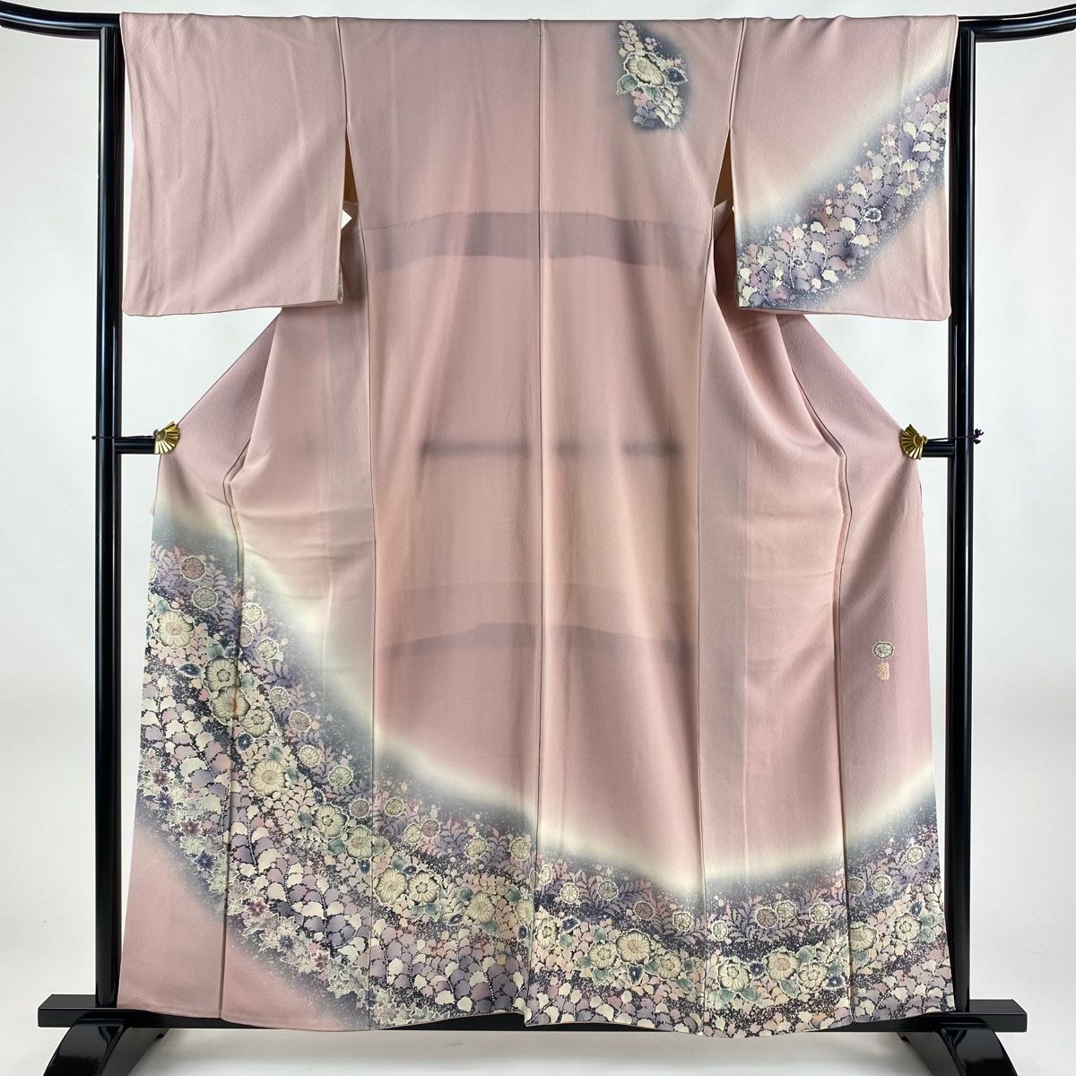 訪問着 身丈154.5cm 裄丈65.5cm M 袷 ひし 翠山工房 落款 