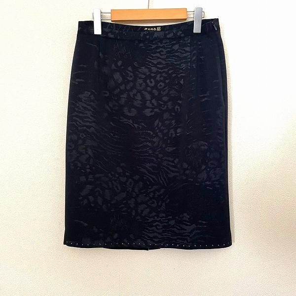 anc GKITALIYA 伊太利屋 スカート 13 濃紺 アニマル柄 ラインストーン