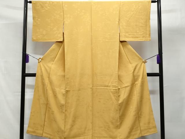 平和屋着物□上質な色無地 雲取り草花地紋 石竹色 着丈149cm