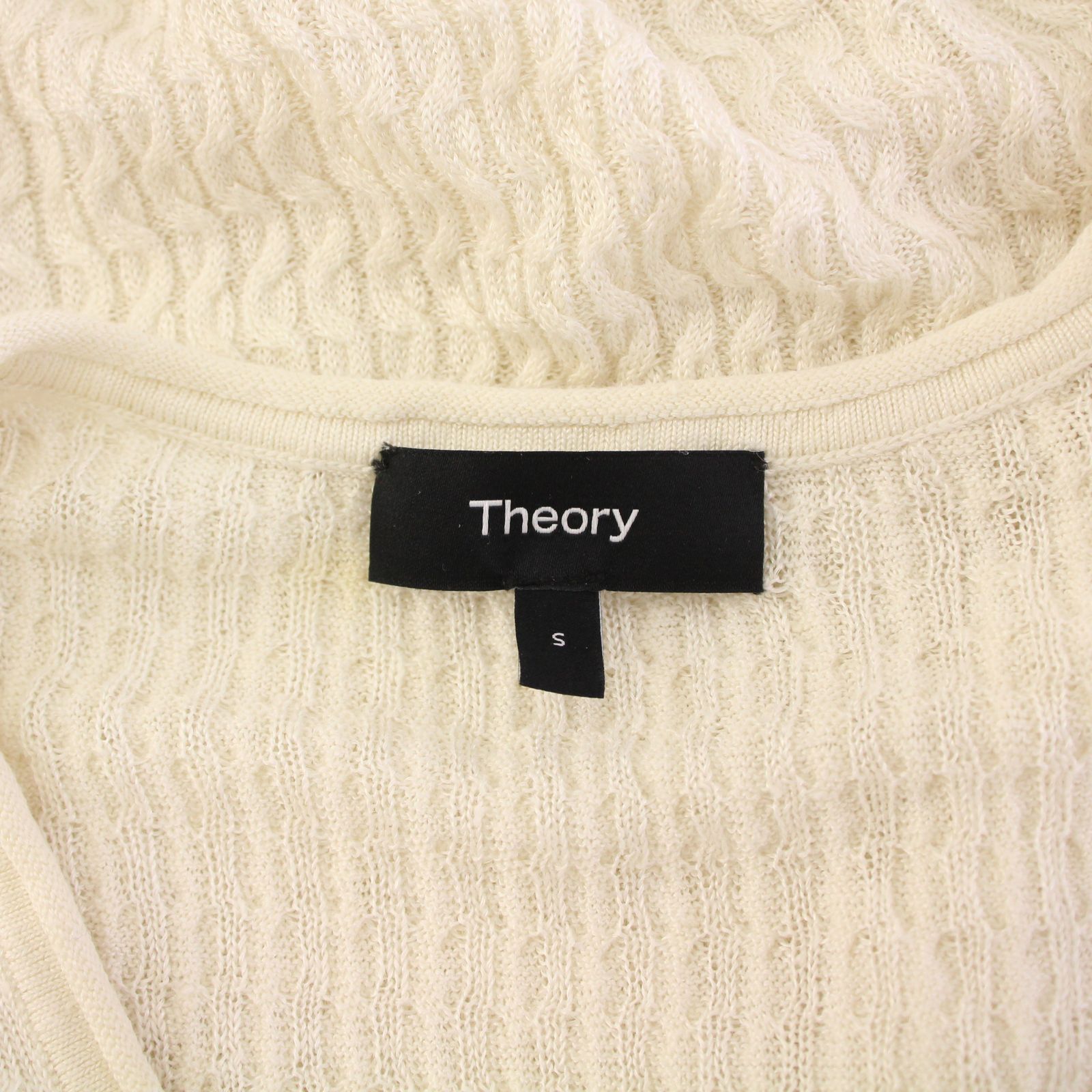 美品 24SS Theory セオリー Neo Sag Harbor Cable Vneck PO リネン 半袖 Vネック プルオーバー ニット カットソー 4101720 S ブラウン レディース 古着 中古 Theory - 美品 24SS Theory セオリー Neo Sag Harbor Cable