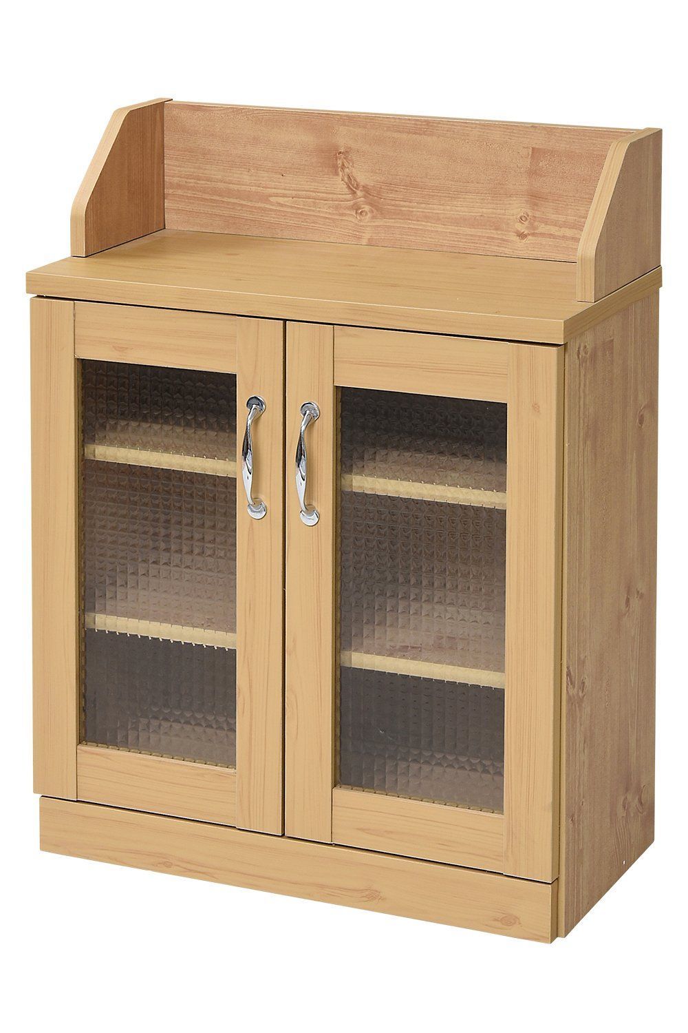 薄型 カントリー調 高さ80 キャビネット リビングキャビネット カウンター下収納 幅60 land ガラス扉 Lycka 見せる収納 JKプラン FLL-0062-NA