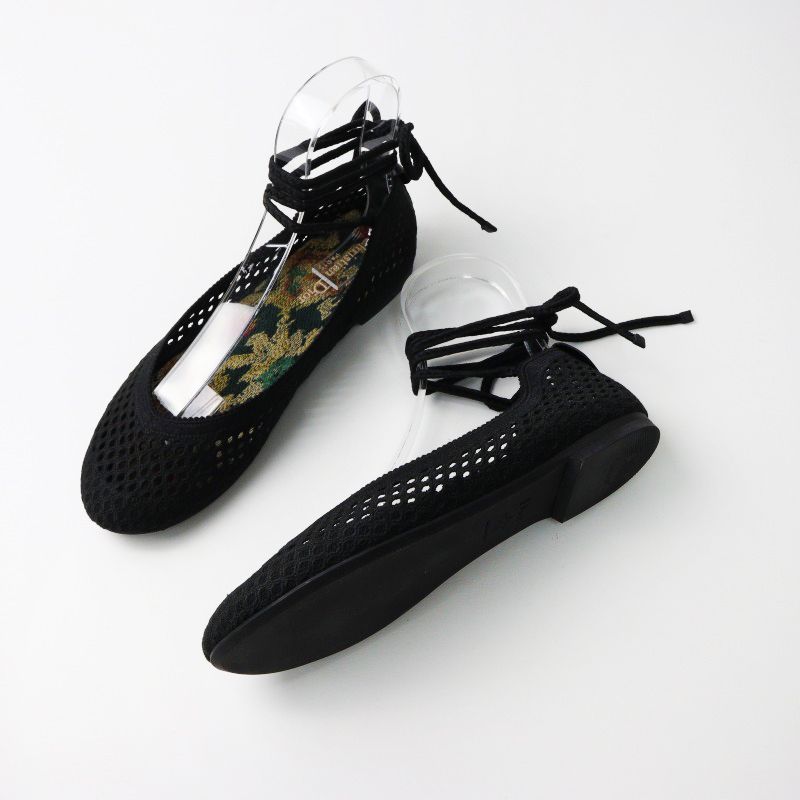 極美品 クリスチャンディオール メッシュ フラットシューズ ブラック