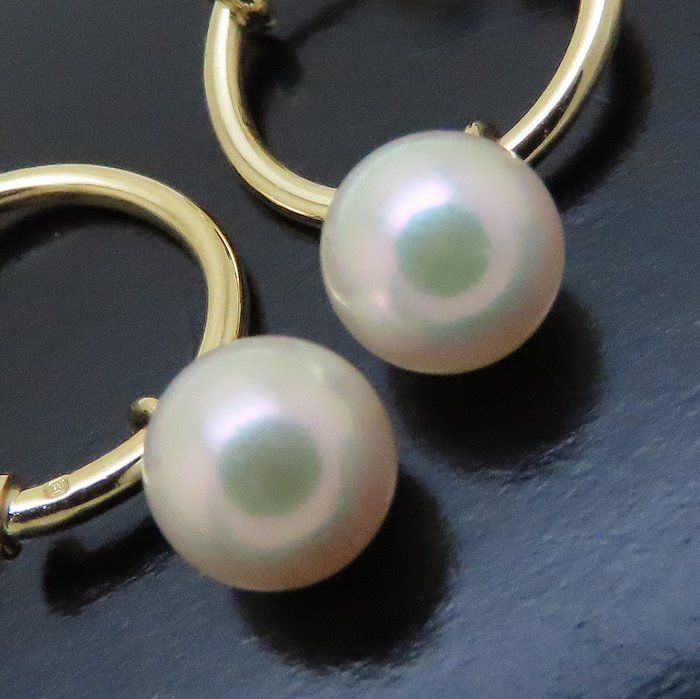 ミキモト パール フープピアス　K18YG MIKIMOTO】【フープ】ミキモト『K18YG パール6.3～7.3mm